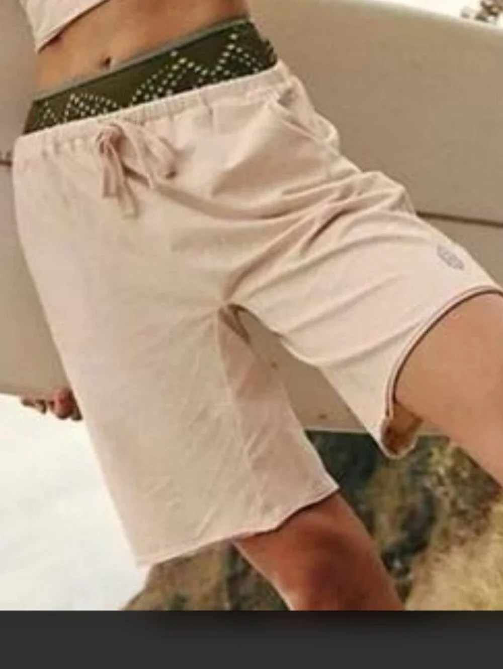 Free People FP Movement Hot Shot Easy Set Cream Tan Cotton Shorts Size Small